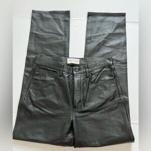 Slvrlake Lambskin Black Leather High Rise Straight Leg Pants Size 28